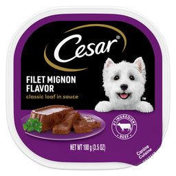 CESAR Wet Dog Food Classic Loaf in Sauce Filet Mignon Flavor, 3.5 oz. Easy Peel Trays