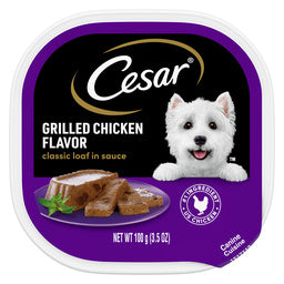 CESAR Wet Dog Food Classic Loaf in Sauce Grilled Chicken Flavor, 3.5 oz. Easy Peel Trays