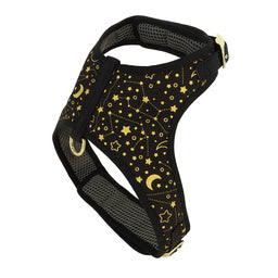 Coastal Accent Metallic Adjustable Dog Harness, Bright Black Galaxy, Extra Small - 5/8" x 14"-16"