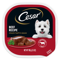 CESAR Wet Dog Food Loaf in Sauce Beef Recipe, 3.5 oz. Easy Peel Trays