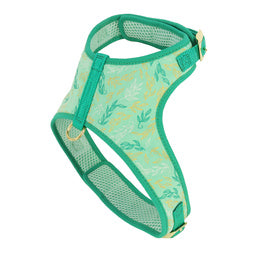 Coastal Accent Metallic Adjustable Dog Harness, Graceful Green Leaves, Extra Small - 5/8" x 14"-16"