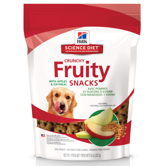 Hill's Natural Fruity Snacks with Apples & Oatmeal, Crunchy Dog Treats, 8 oz bag (Previously known as Hill's Science Diet Dog treats)