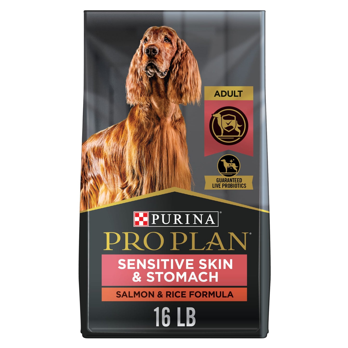 Purina Pro Plan Sensitive Skin and Stomach Dog Food With Probiotics for Dogs  Salmon & Rice Formula  16 lb. Bag