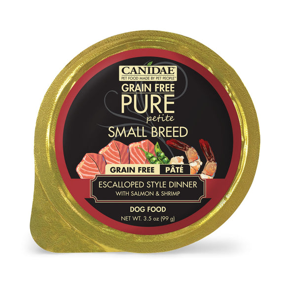 Canidae PURE Grain Free Petite Small Breed Escalloped Style Dinner with Salmon and Shrimp Wet Dog Food, 3.5 oz.