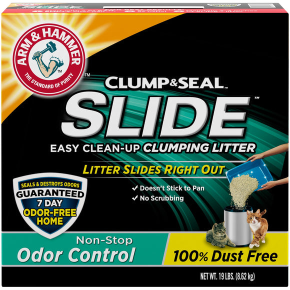 ARM; HAMMER Slide Easy Clean-Up Clumping Litter Non-Stop Odor Control, 19 Lb.