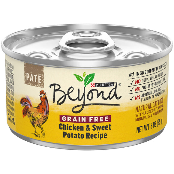 Purina Beyond Grain Free, Natural Pate Wet Cat Food, Grain Free Chicken & Sweet Potato Recipe, 3 oz. Can