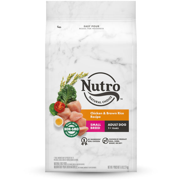 NUTRO NATURAL CHOICE Adult Small Breed Dry Dog Food  Chicken & Brown Rice Recipe Dog Kibble  5 lb. Bag