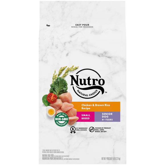 NUTRO NATURAL CHOICE Senior Small Breed Dry Dog Food  Chicken & Brown Rice Recipe Dog Kibble  5 lb. Bag