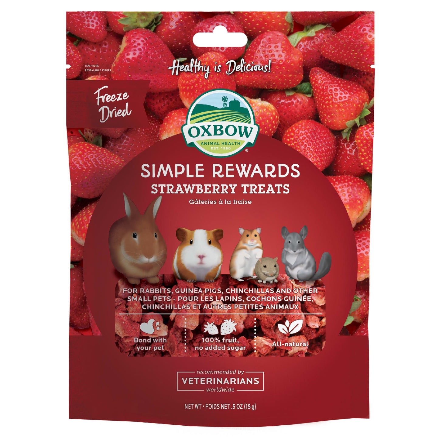 Oxbow Simple Rewards Strawberry Treats for Small Animals  0.5 oz.