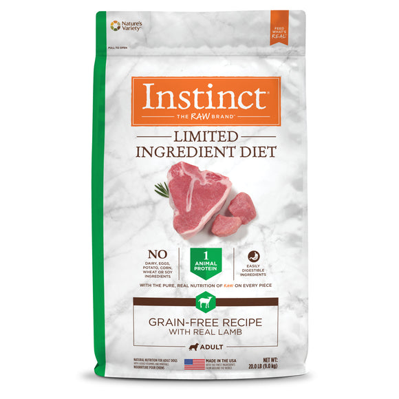 Instinct Limited Ingredient Diet Grain-Free Recipe with Real Lamb Natural Dry Dog Food by Nature s Variety  20 lb. Bag