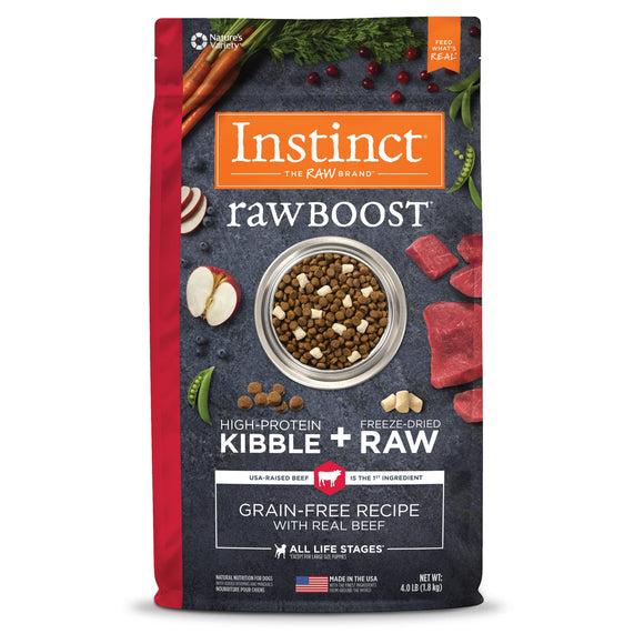 Instinct Raw Boost Grain-Free Recipe with Real Beef Natural Dry Dog Food by Nature s Variety  4 lb. Bag