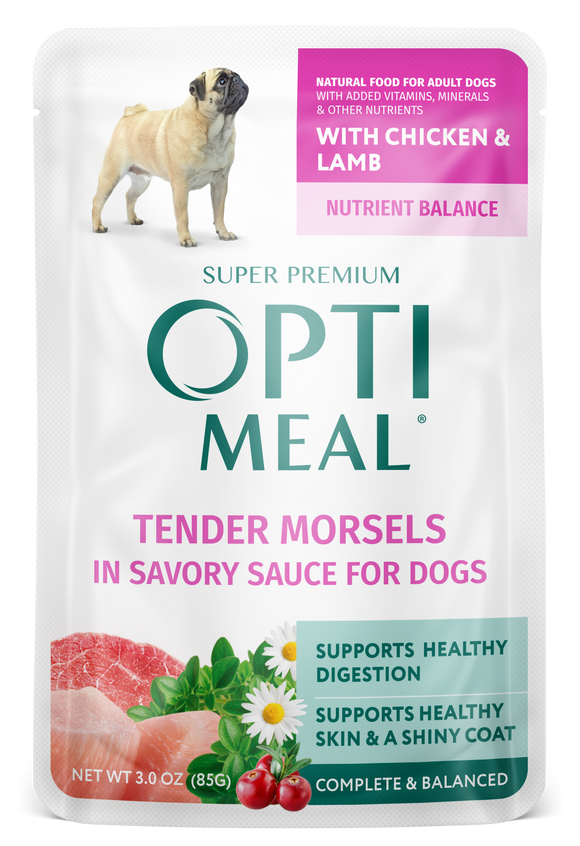 Optimeal Tender Morsels 3oz Grain Free Dog Pouch Chicken Lamb