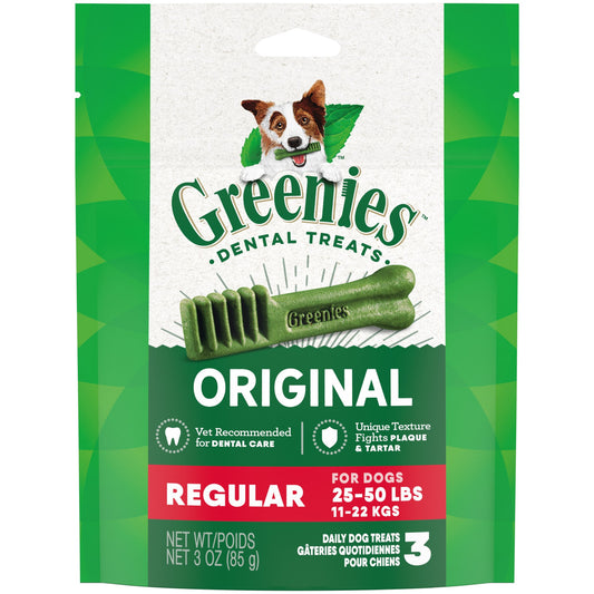 GREENIES Original Regular Natural Dog Dental Treats  3 oz. Pack (3 Treats)