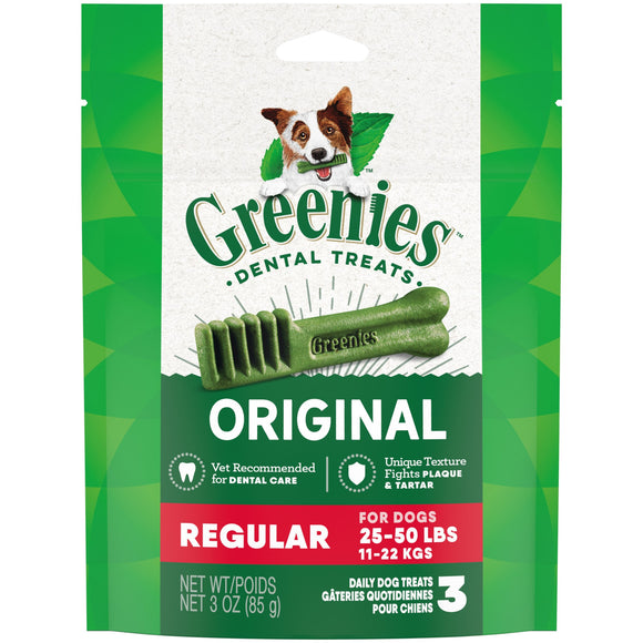 GREENIES Original Regular Natural Dog Dental Treats  3 oz. Pack (3 Treats)