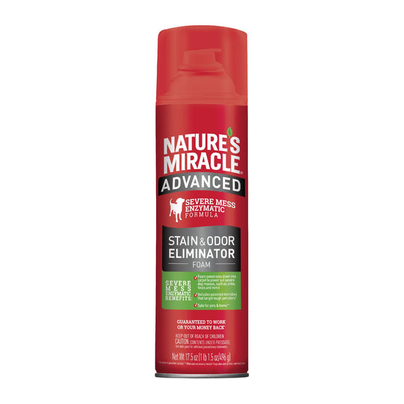Nature's Miracle Advanced Stain and Odor Eliminator Foam Dog 17.5 Ounces, for Severe Dog Messes