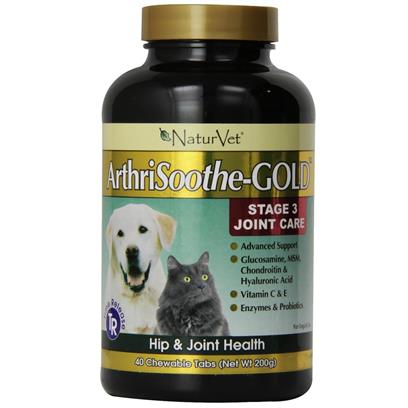 NaturVet ArthriSoothe-Gold Hip & Joint Stage 3 Advanced Formula Dog & Cat Supplement, 40 Ct