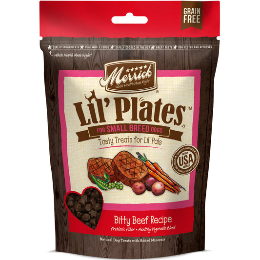 Merrick Lil Plates Grain-Free Bitty Beef Recipe Dog Treats, 5 Oz