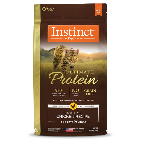 Instinct Ultimate Protein Grain-Free Cage-Free Chicken Recipe Natural Dry Cat Food by Nature's Variety, 4 lb. Bag
