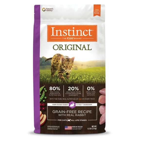 Instinct Original Grain-Free Recipe with Real Rabbit Freeze-Dried Raw Coated Dry Cat Food, 4.5 lbs.