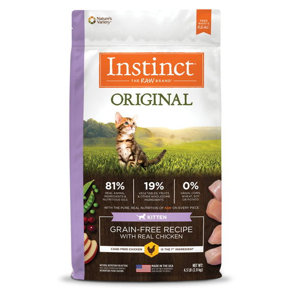 Instinct Original Kitten Grain Free Recipe with Real Chicken Natural Dry Cat Food by Nature s Variety  4.5 lb. Bag