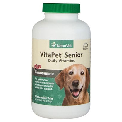 Naturvet VitaPet Daily Vitamins Plus Glucosamine Senior Dogs Chewable Tablets 60 Count
