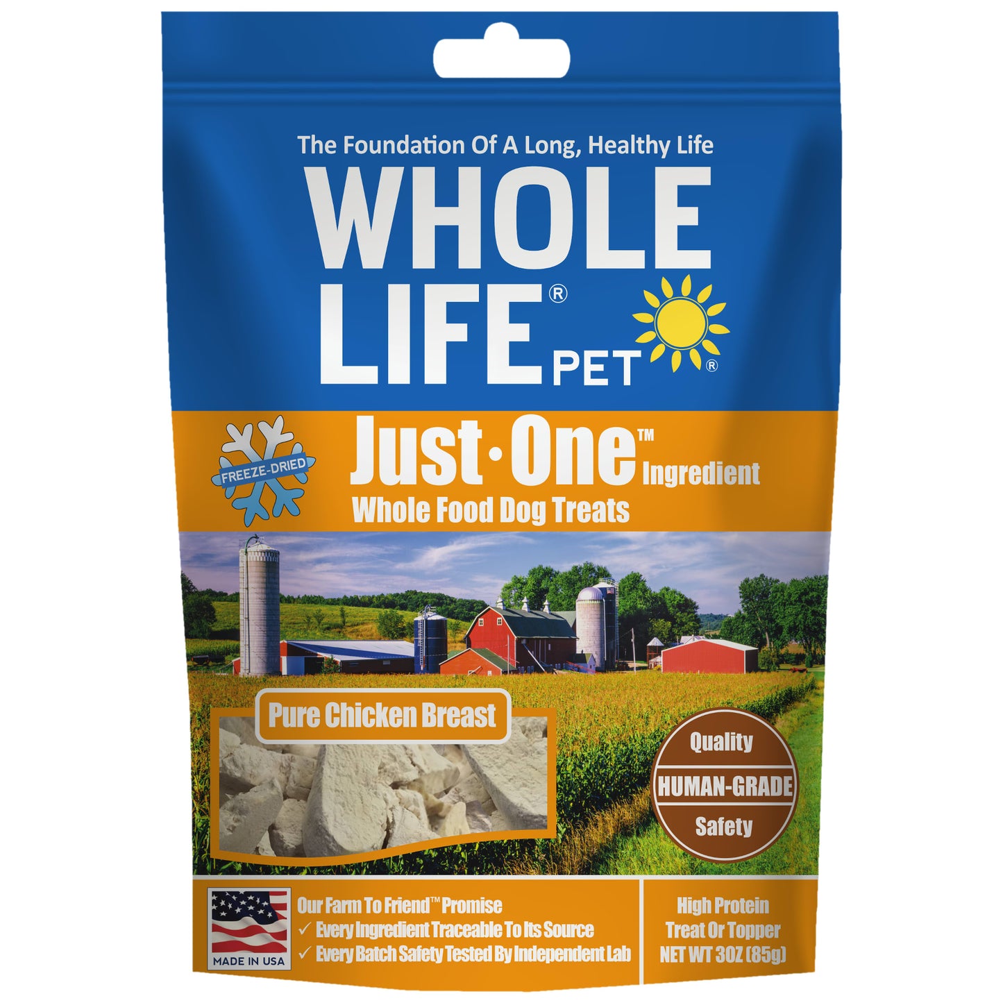 Whole Life Pet Just One Ingredient USA Freeze Dried Chicken Dog Treats 3oz
