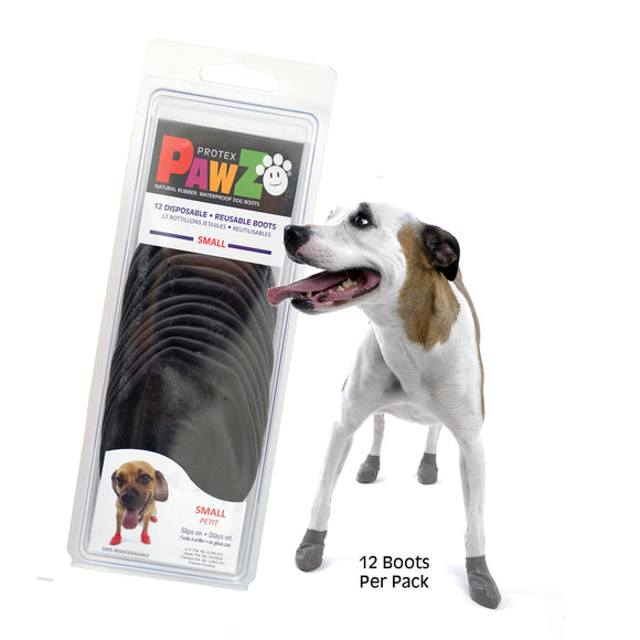 Pawz Natural Rubber Disposable Dog Boots Small Black 12ct