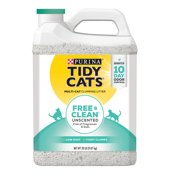 Purina Tidy Cats Clumping Cat Litter  Free & Clean Unscented Multi Cat Litter  20 lb. Jug