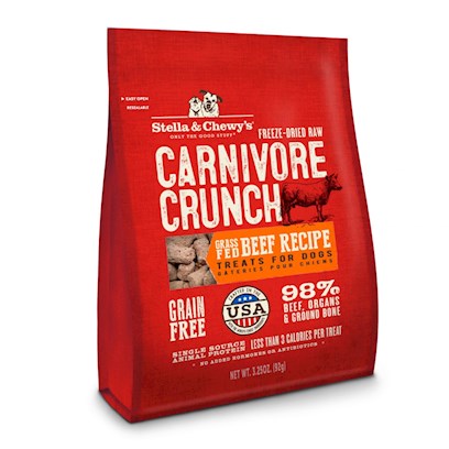 Stella & Chewy's Carnivore Crunch Grain-Free & Grass-Fed Beef Dog Treat, 3.25 oz.