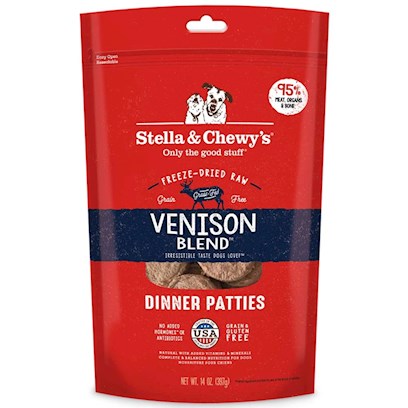 Stella & Chewy's Simply Venison Dinner Patties Grain-Free Freeze-Dried Dry Dog Food, 14oz.