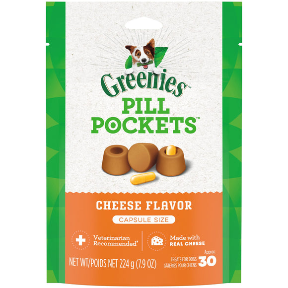 GREENIES PILL POCKETS for Dogs Capsule Size Natural Soft Dog Treats  Cheese Flavor  7.9 oz. Pack (30 Treats)
