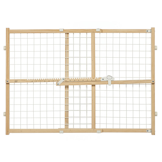 Wood Pet Gate 24  High Featuring New Patented Latch System  Wire Mesh Dog Gate Expands 29-41 Inches Wide