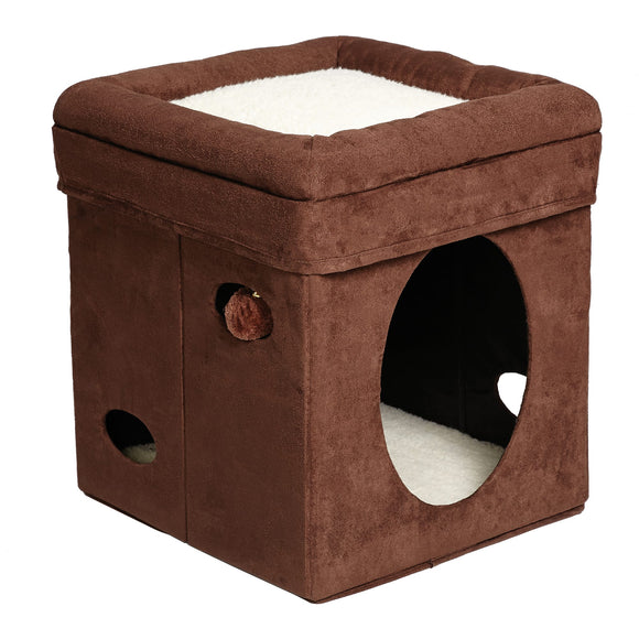 MidWest Homes For Pets Homes For Pets 2-Story Cat Cube  Brown Suede  17