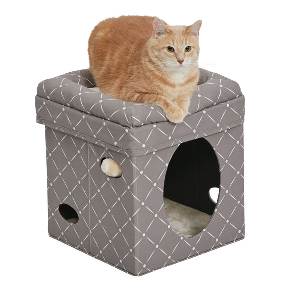 MidWest Homes For Pets 2-Story Cat Cube  Geometric Mushroom  17
