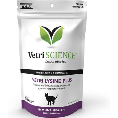 VetriScience Vetri Lysine Plus Immune Support Supplement for Cats Chicken Liver Flavor 90ct