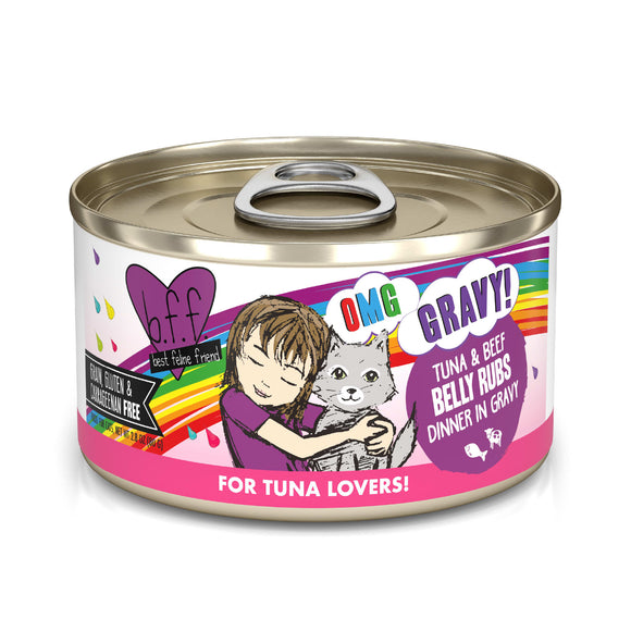 Weruva B.F.F. Oh My Gravy 2.8oz Canned Cat food Belly Rubs Tuna & Beef
