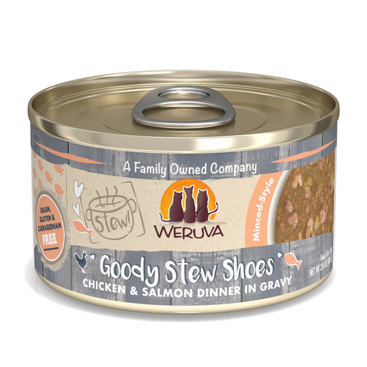 Weruva Stew 2.8oz Canned Cat food Goody Stew Shoes Chicken & Salmon
