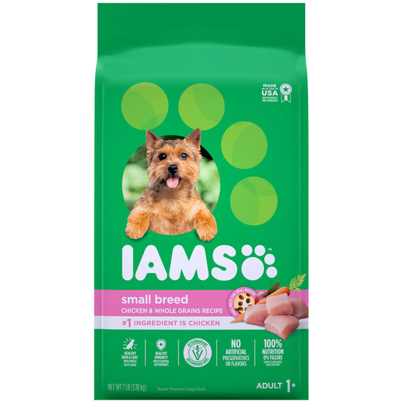 IAMS Chicken & Whole Grains Dry Dog Food for Petite & Small Breed Adult Dog  7 lb. Bag