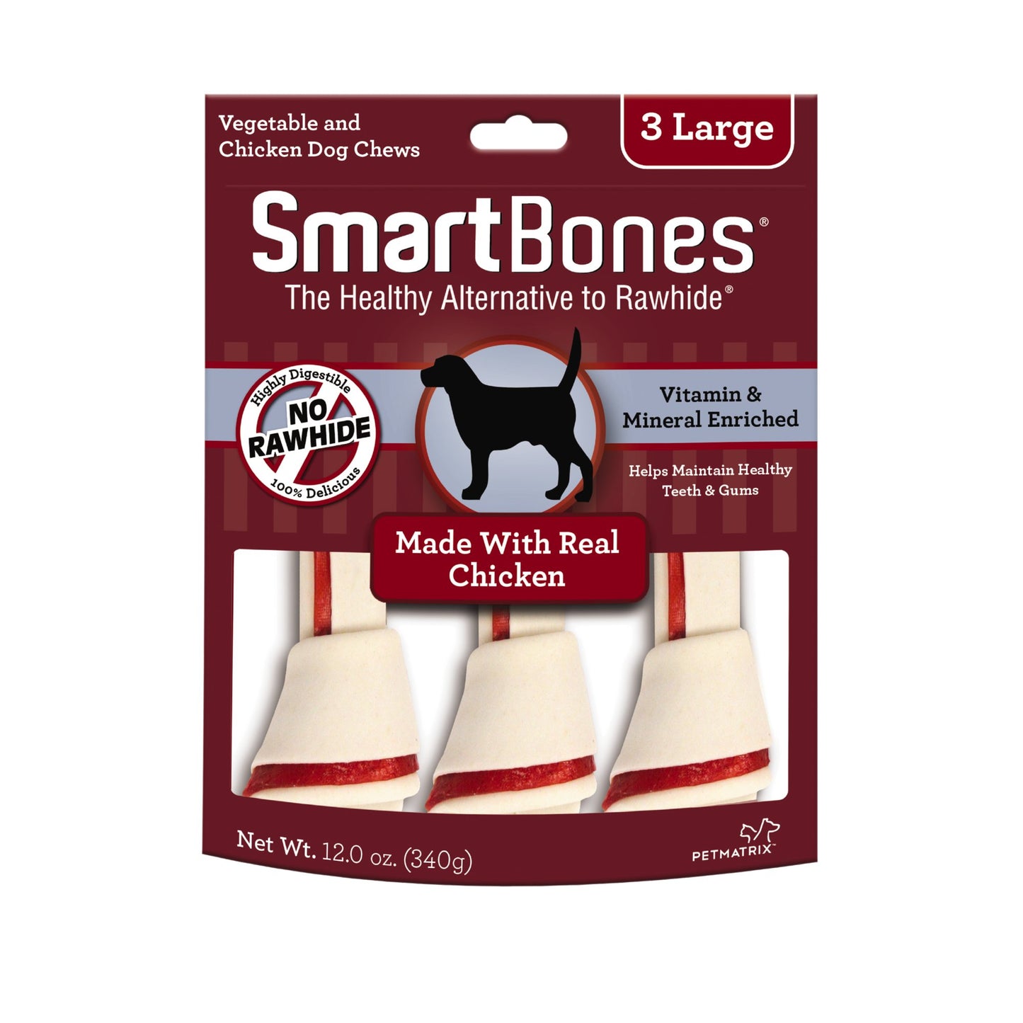 SmartBones Large Chews With Real Chicken 3 Count  Rawhide-FreeChews For Dogs