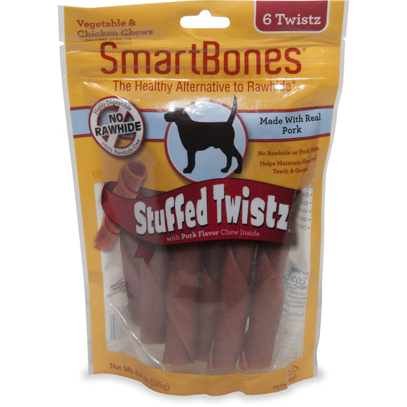 SmartBones Stuffed Twistz 6 ct  Rawhide-Free Chews For Dogs  Pork Flavor