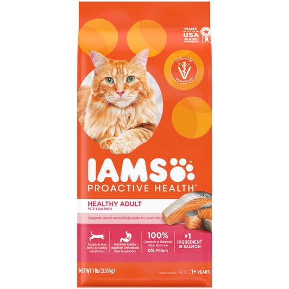 IAMS PROACTIVE HEALTH Healthy Adult Dry Cat Food with Salmon  7 lb. Bag