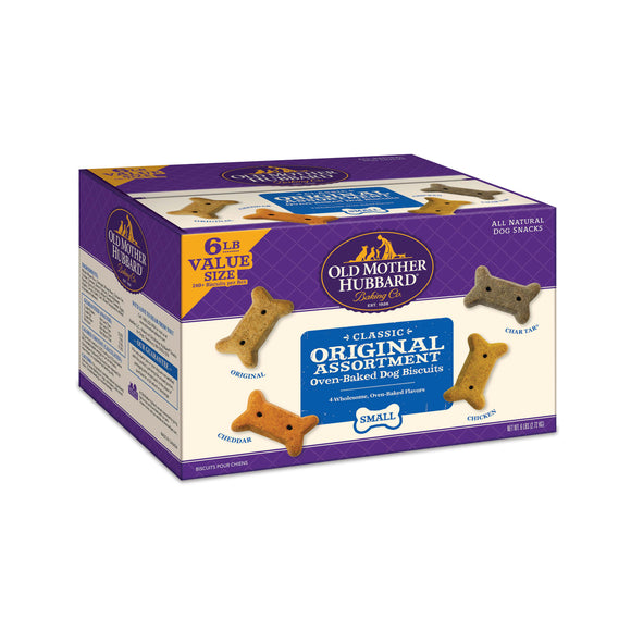 Old Mother Hubbard by Wellness Classic Crunchy Original Assortment Biscuits Small Oven Baked with Carrot, Apple, Cheese and Chicken Dog Treats - 6lb