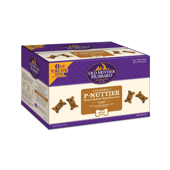 Old Mother Hubbard Classic P-Nuttier Biscuits Baked Dog Treats  Mini  6 Pound Box