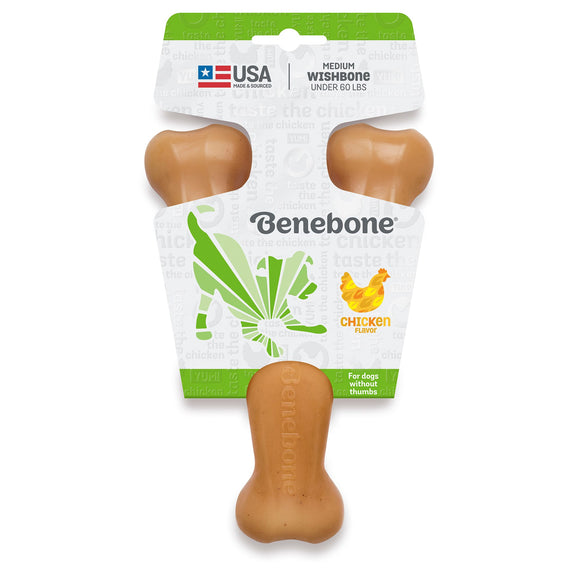 Benebone Real Chicken Durable Wishbone Dog Chew Toy  Medium