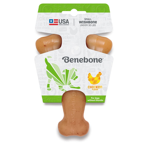 Benebone Real Chicken Durable Wishbone Dog Chew Toy  Small