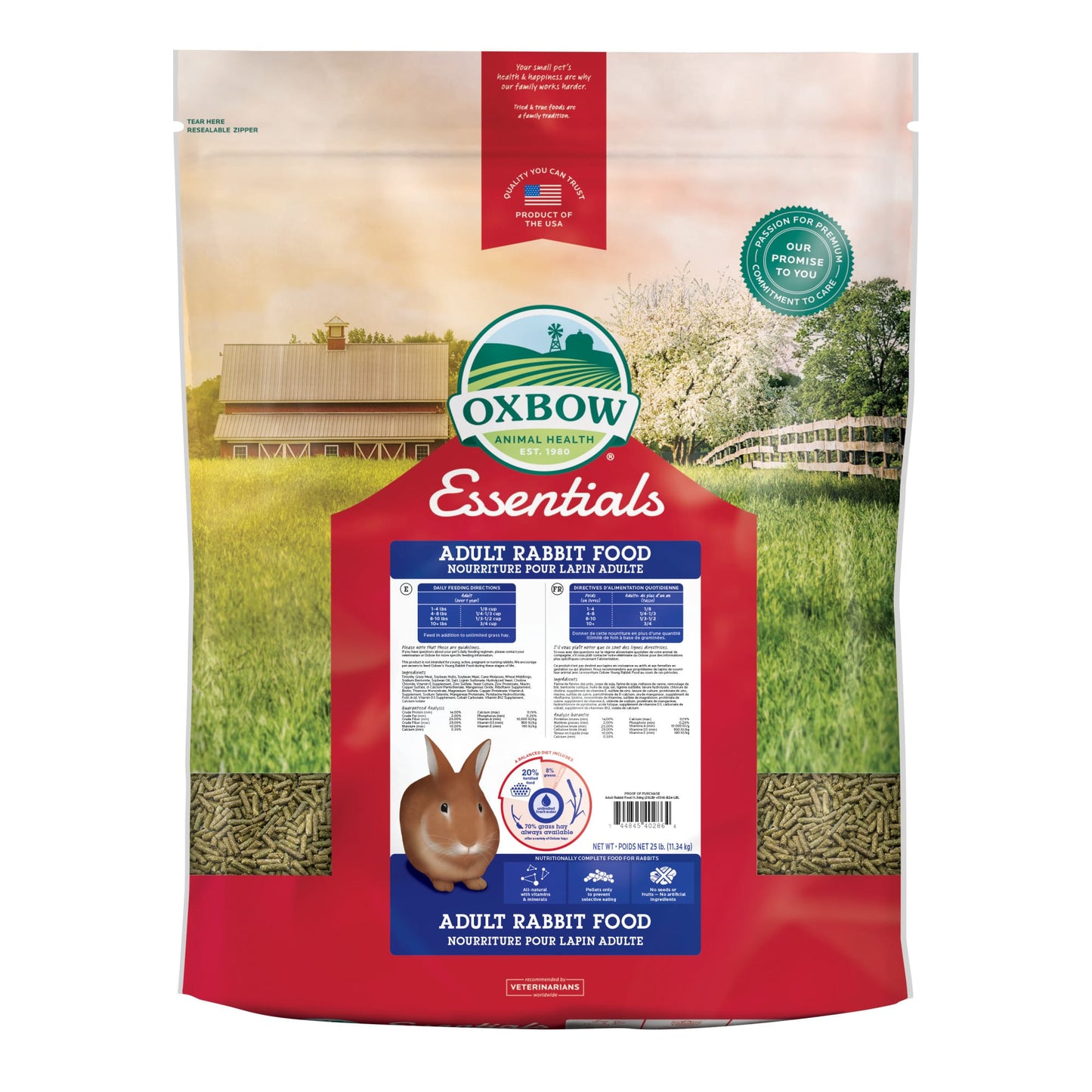 Oxbow Pet Products Essentials Adult Dry Rabbit Food  25 lbs.