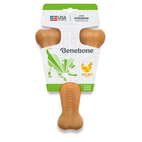 Benebone Real Chicken Durable Wishbone Dog Chew Toy  Large