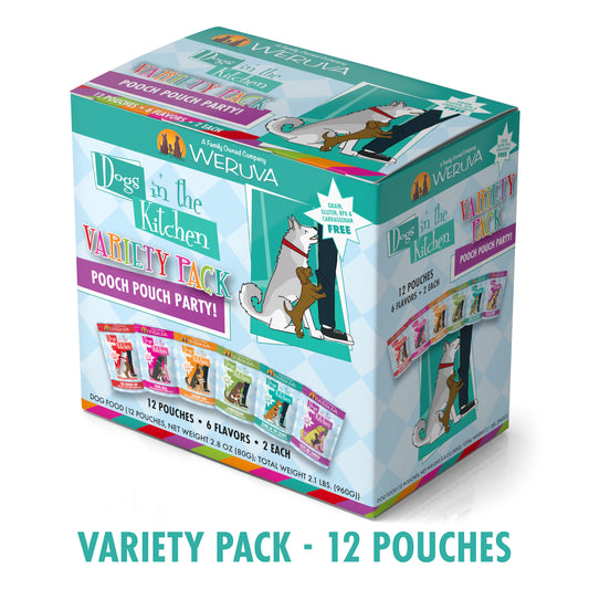 Weruva Dogs in the Kitchen 2.8oz Pouch Dog food Variety 12 Pack Pouch Party!