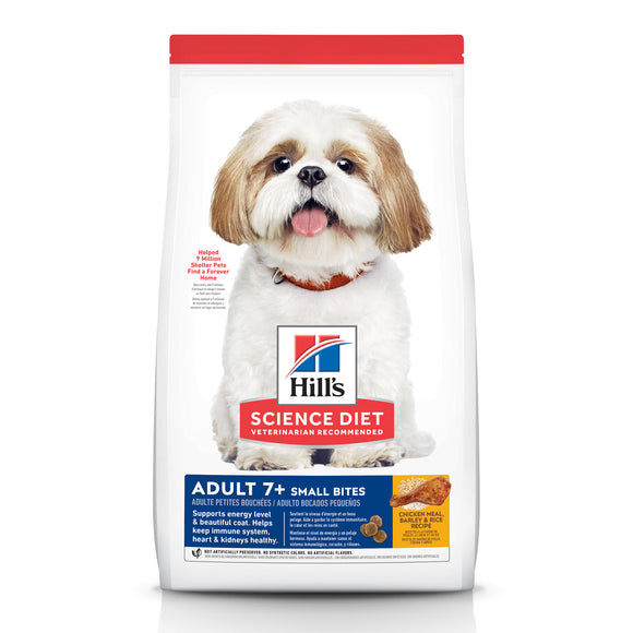 Hill's Science Diet Adult 7+ Small Bites Chicken Meal, Barley & Brown Rice Recipe Dry Dog Food, 15 lbs., Bag