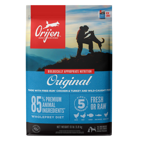 ORIJEN Original Grain Free High Protein Fresh & Raw Animal Ingredients Dry Dog Food, 13 lbs.